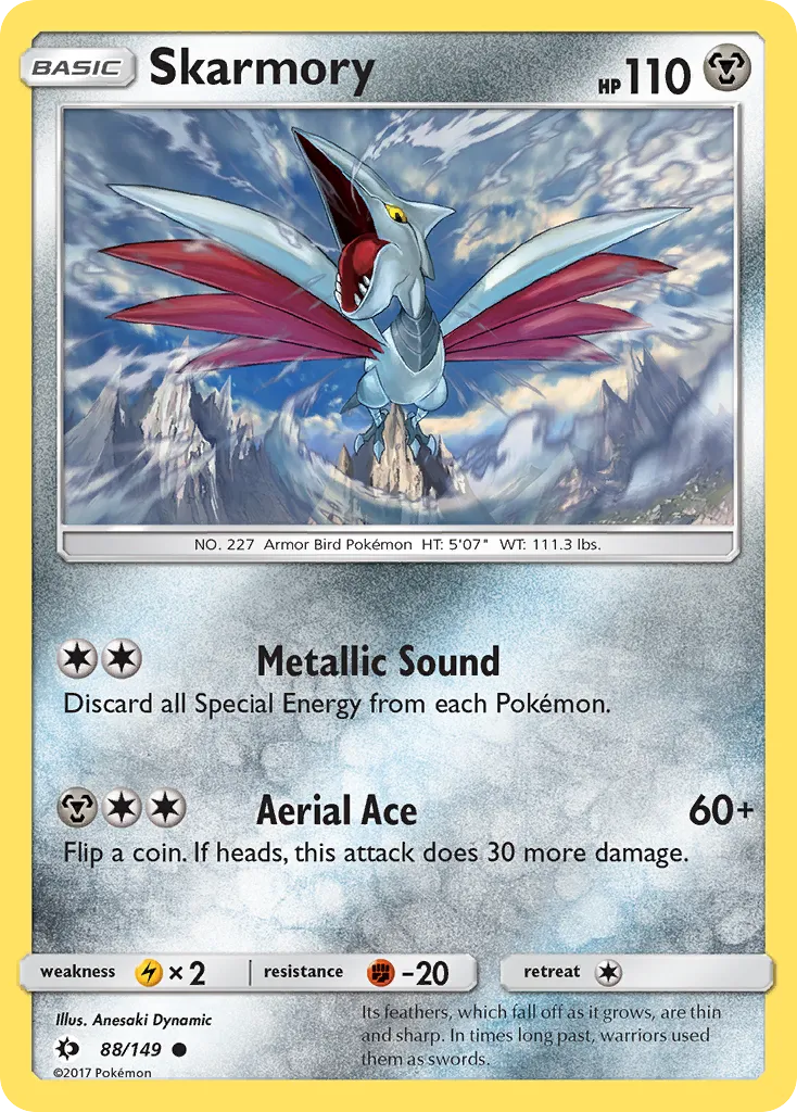 2017 Sun & Moon Skarmory Common #088/149 Common card image