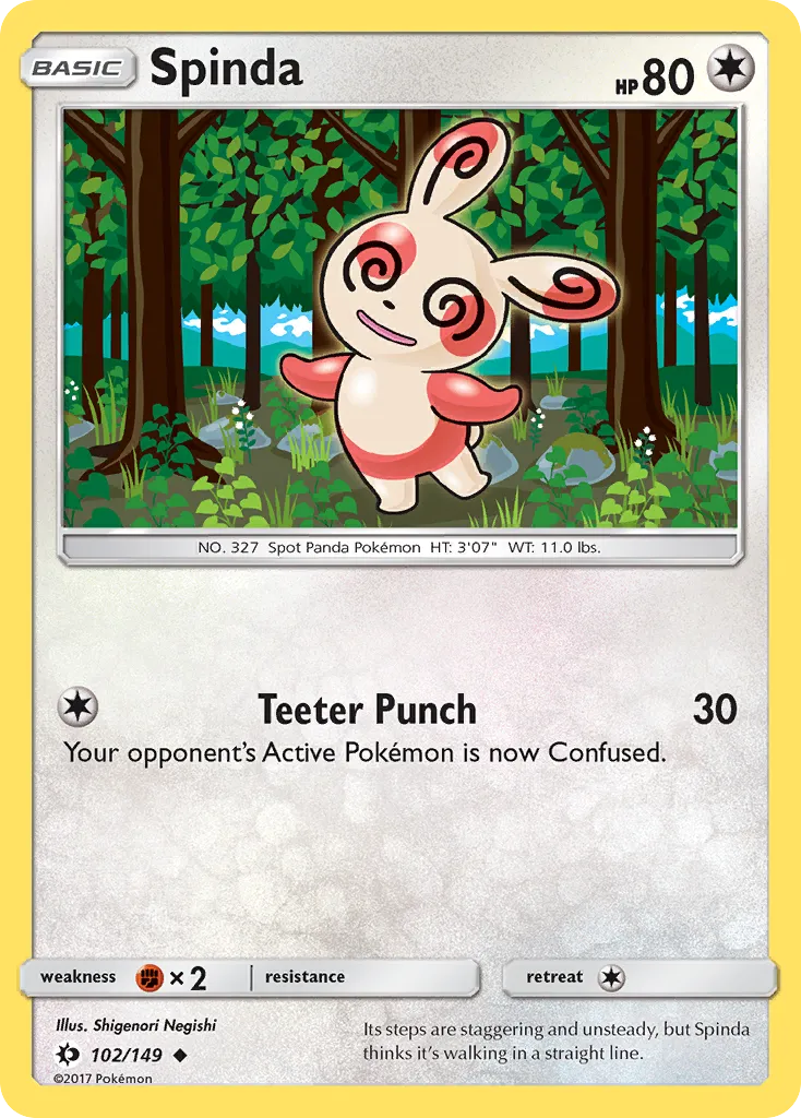 2017 Sun & Moon Spinda Uncommon #102/149 Uncommon card image