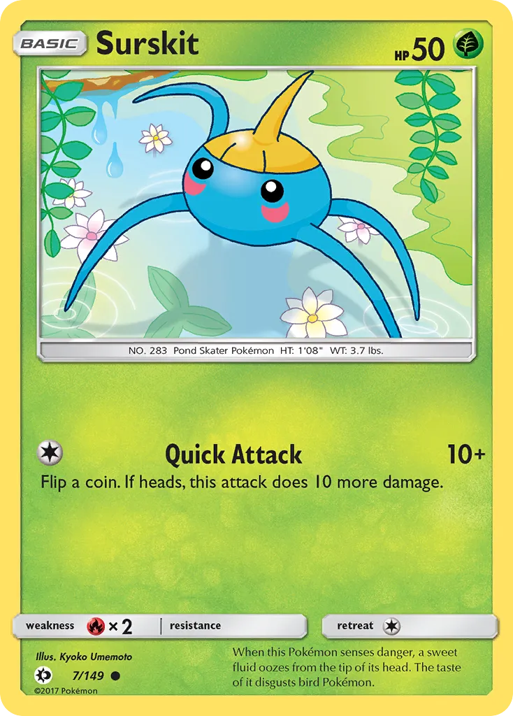 2017 Sun & Moon Surskit Common #007/149 Common card image