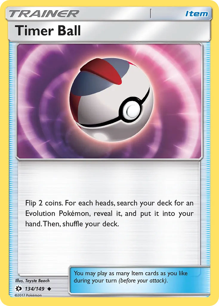 2017 Sun & Moon Timer Ball Uncommon #134/149 Uncommon card image