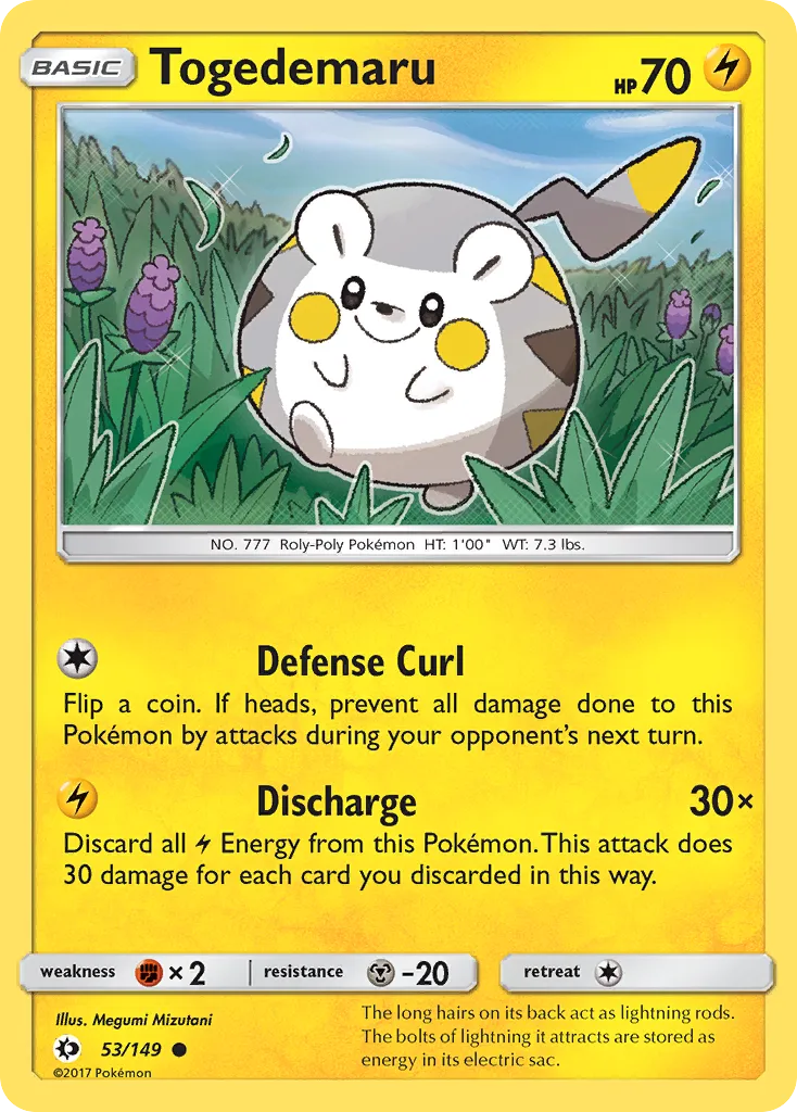 2017 Sun & Moon Togedemaru Common #053/149 Common card image