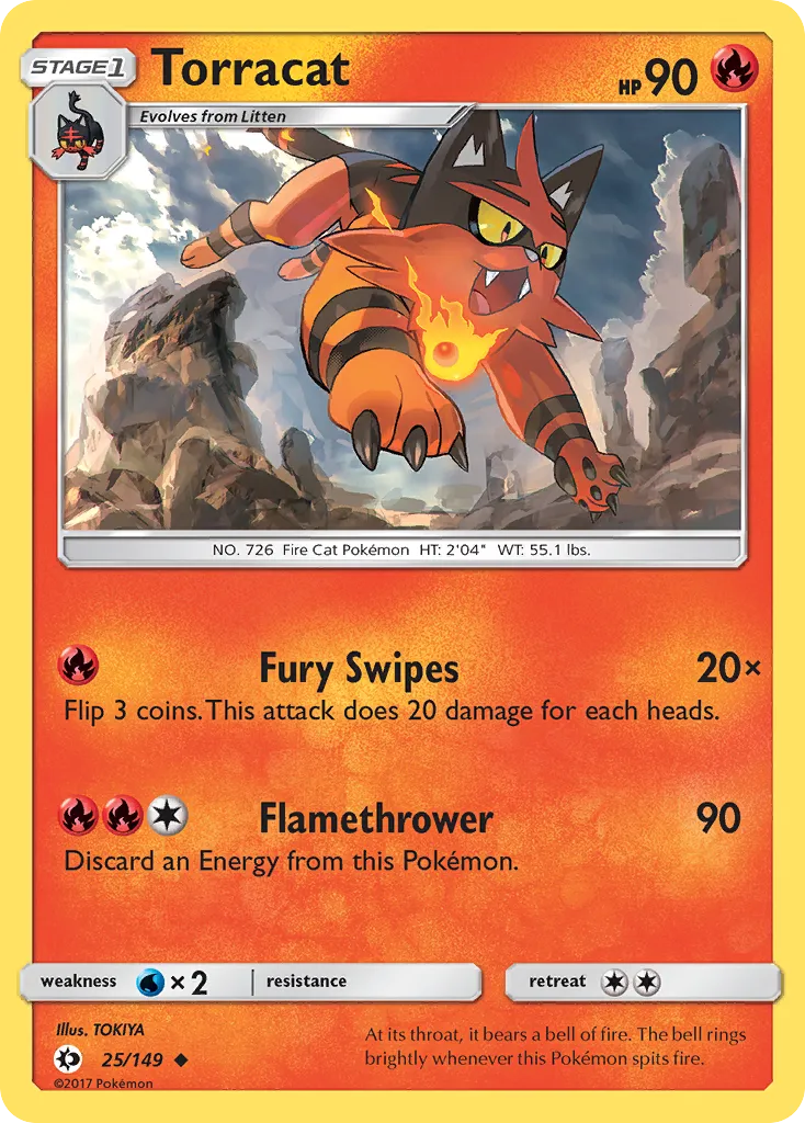 2017 Sun & Moon Torracat Uncommon #025/149 Uncommon card image