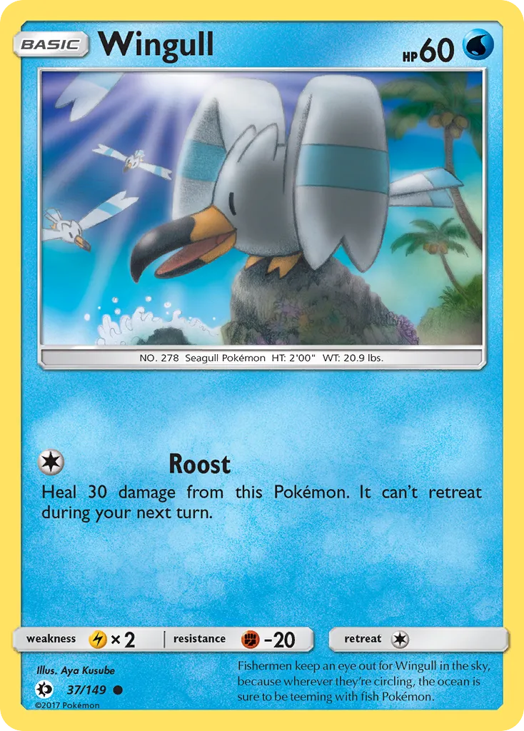 2017 Sun & Moon Wingull Common #037/149 Common card image