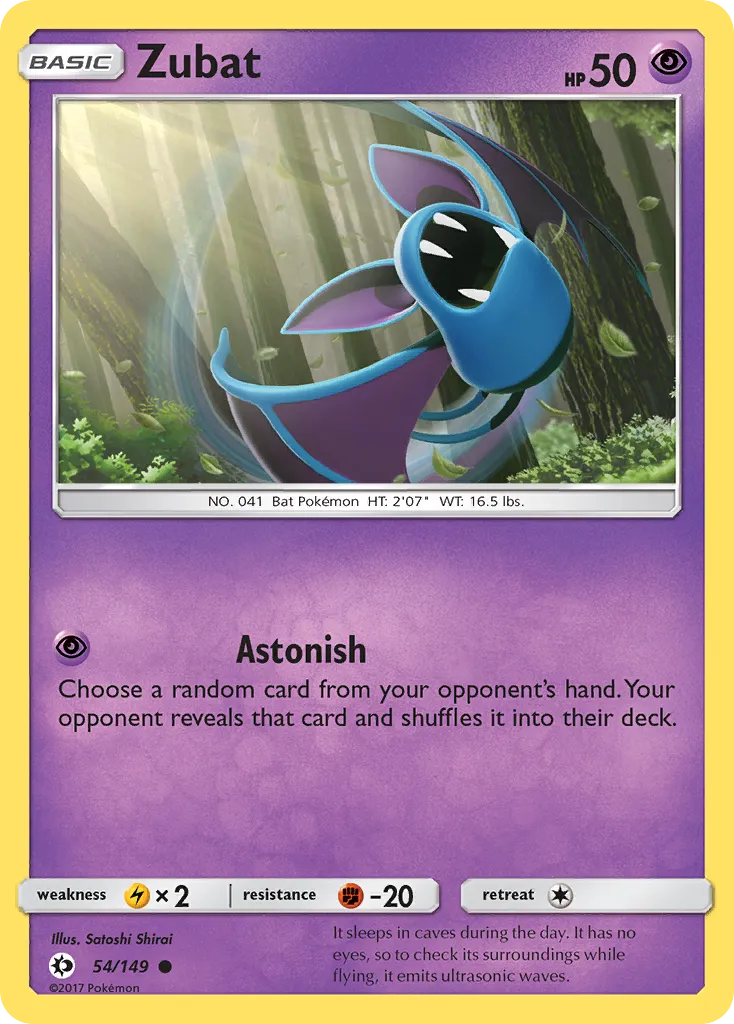 2017 Sun & Moon Zubat Common #054/149 Common card image