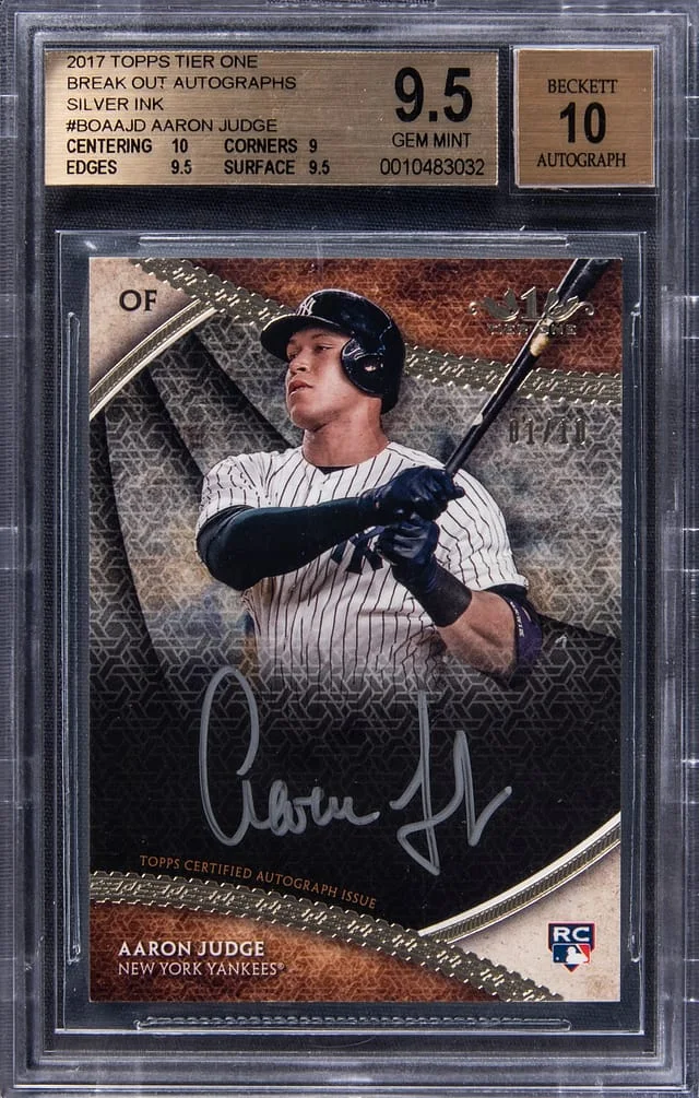 2017 Topps Aaron Judge Tier One Break Out Autographs Silver Ink #BOA-AJD card image