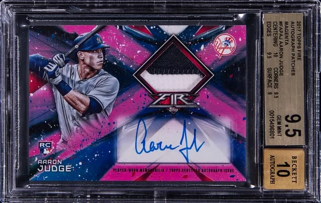 2017 Topps Aaron Judge Fire Autograph Patches Magenta #FAP-AJ card image