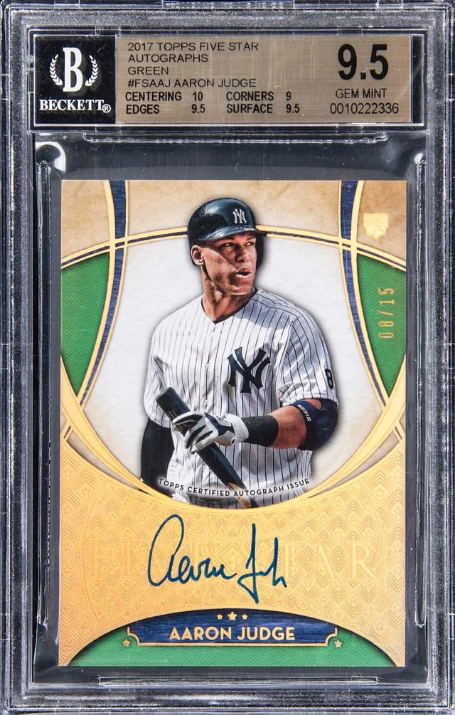 2017 Topps Aaron Judge Five Star Autographs Green #FSA-AJ card image