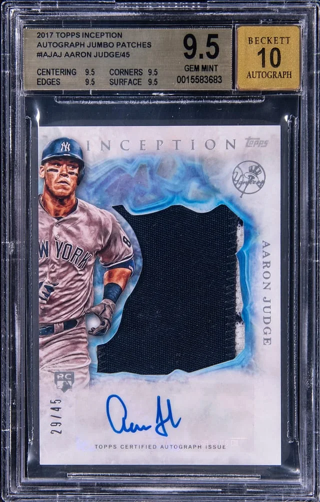 2017 Topps Aaron Judge Inception Autograph Jumbo Patches #IAJ-AJ card image