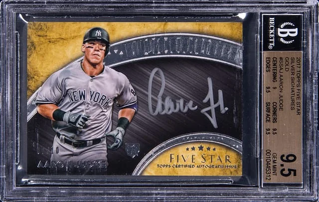 2017 Topps Aaron Judge Five Star Silver Signatures Gold #SSAJ card image
