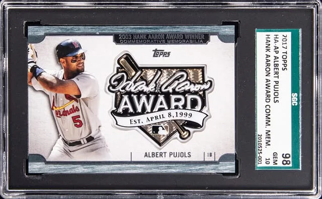 2017 Topps Albert Pujols Hank Aaron Award Commemorative Memorabilia #HA-AP card image