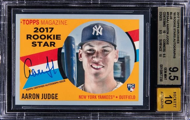 2017 Topps Archives Aaron Judge 60 Stars Autographs Blue #RSA-AJ card image
