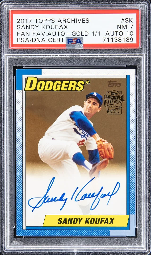 2017 Topps Archives Sandy Koufax Fan Favorite Autograph Gold #FFA-SK card image