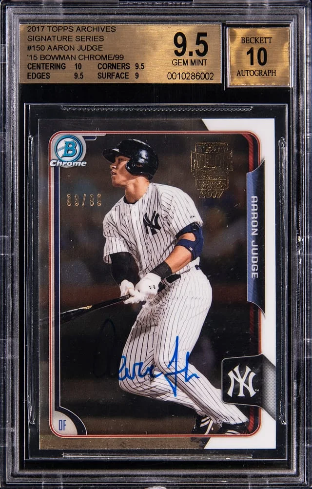 2017 Topps Archives Signature Series Aaron Judge 15 Bowman Chrome #150 card image