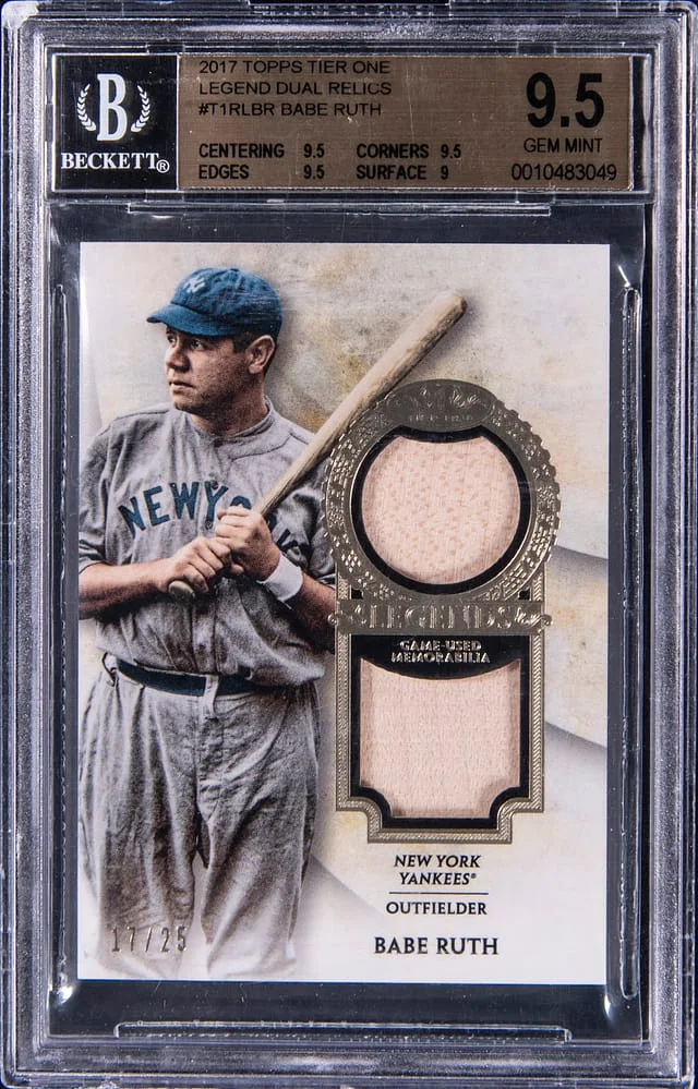2017 Topps Babe Ruth Dual-Relic Tier One Legend Dual Relics #T1RL-BR card image