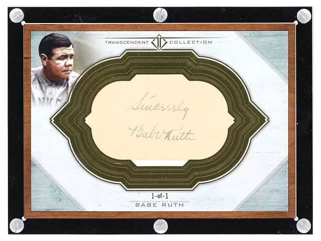 2017 Topps Babe Ruth Transcendent Oversized Cut Signature Box Topper #TCS-BR card image