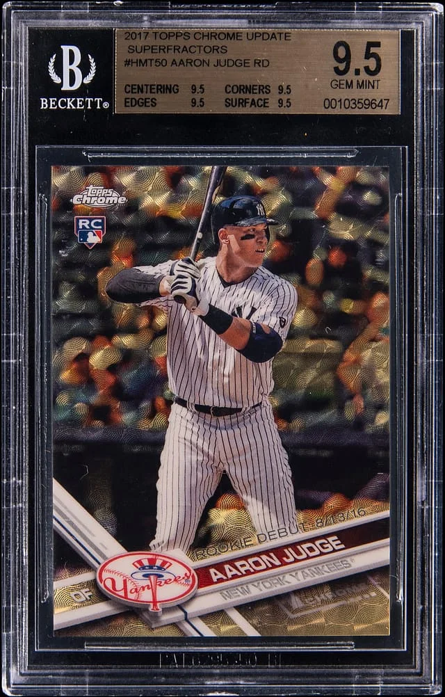 2017 Topps Chrome Aaron Judge SuperFractor #HMT50 card image