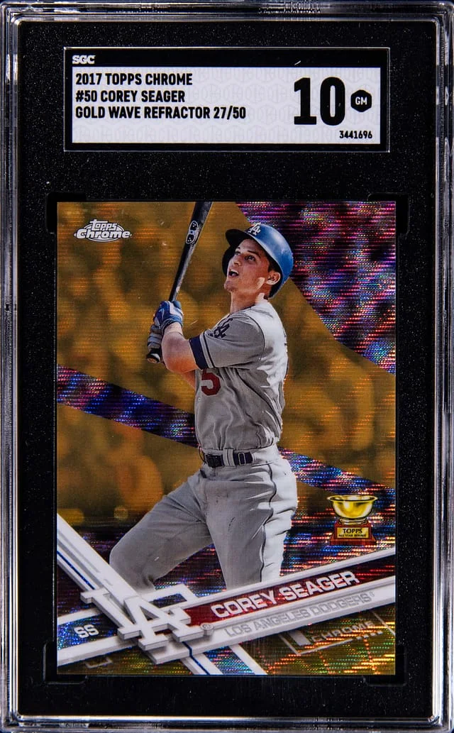 2017 Topps Chrome Corey Seager Gold Wave Refractor #50 card image