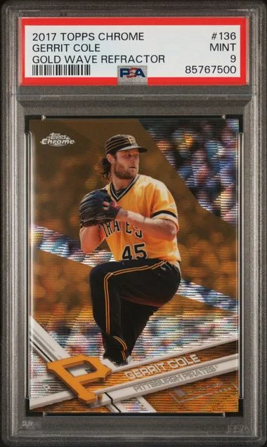 2017 Topps Chrome Gerrit Cole Gold Wave Refractor #136 card image