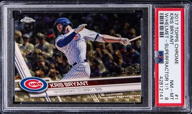 2017 Topps Chrome Kris Bryant w/ Helmet Superfractor #1 card image
