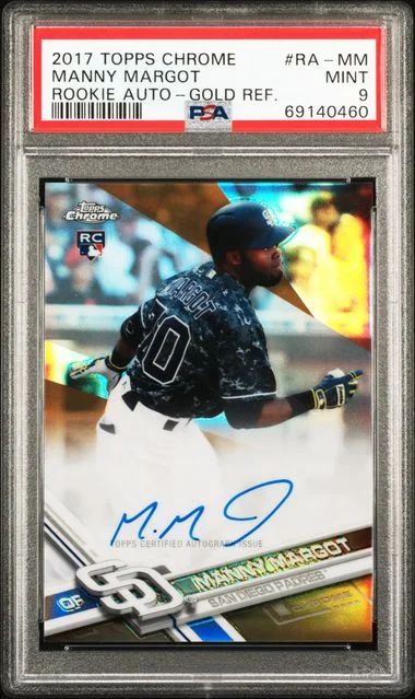2017 Topps Chrome Manny Margot Autographs Gold Refractor #RA-MM card image