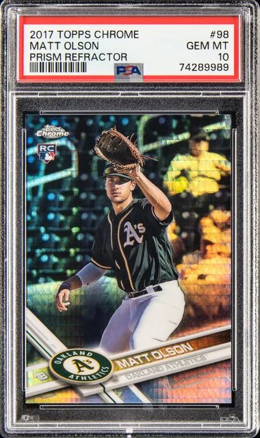 2017 Topps Chrome Matt Olson Prism Refractor #98 card image