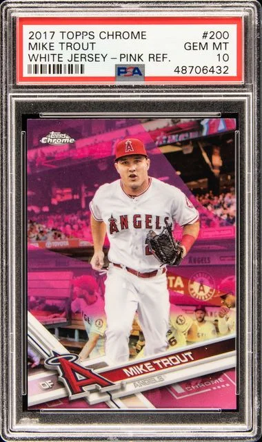 2017 Topps Chrome Mike Trout, White Pink Refractor #200 card image