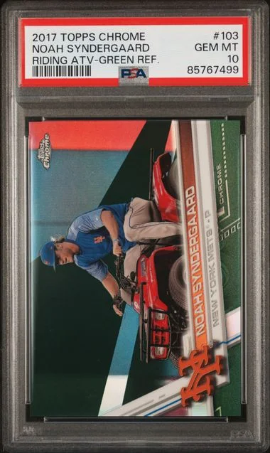 2017 Topps Chrome Noah Syndergaard Riding Atv-Green Refractor #103 card image