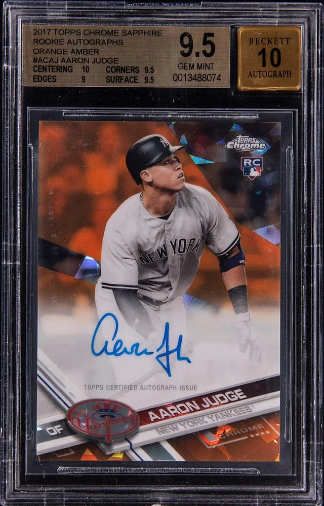 2017 Topps Chrome Sapphire Aaron Judge Autographs Orange #AC-AJ card image