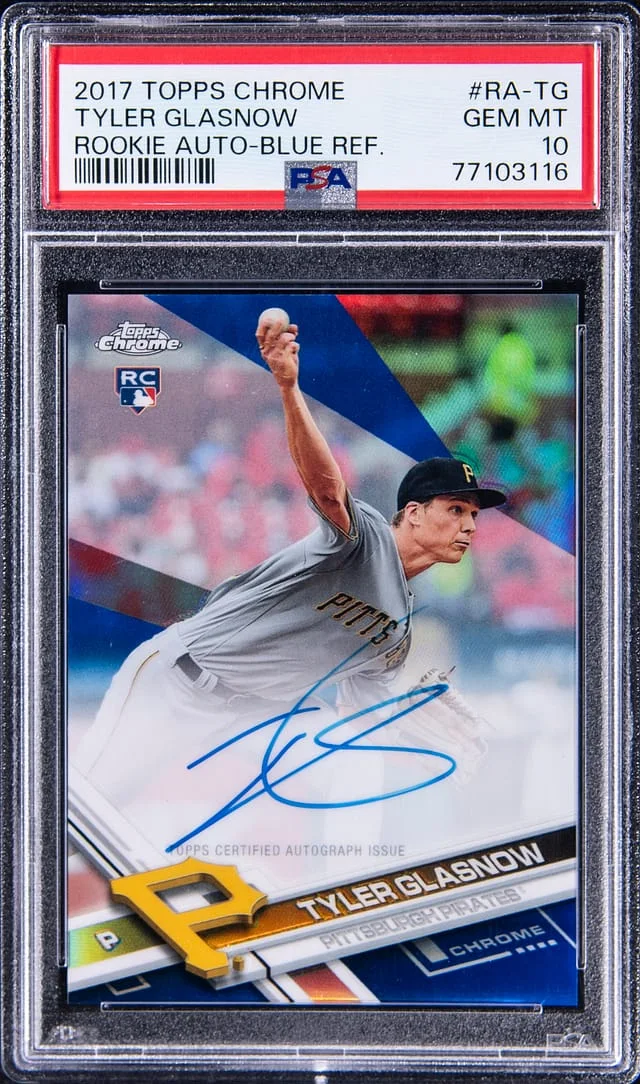 2017 Topps Chrome Tyler Glasnow Autograph-Blue Refractor #RA-TG card image