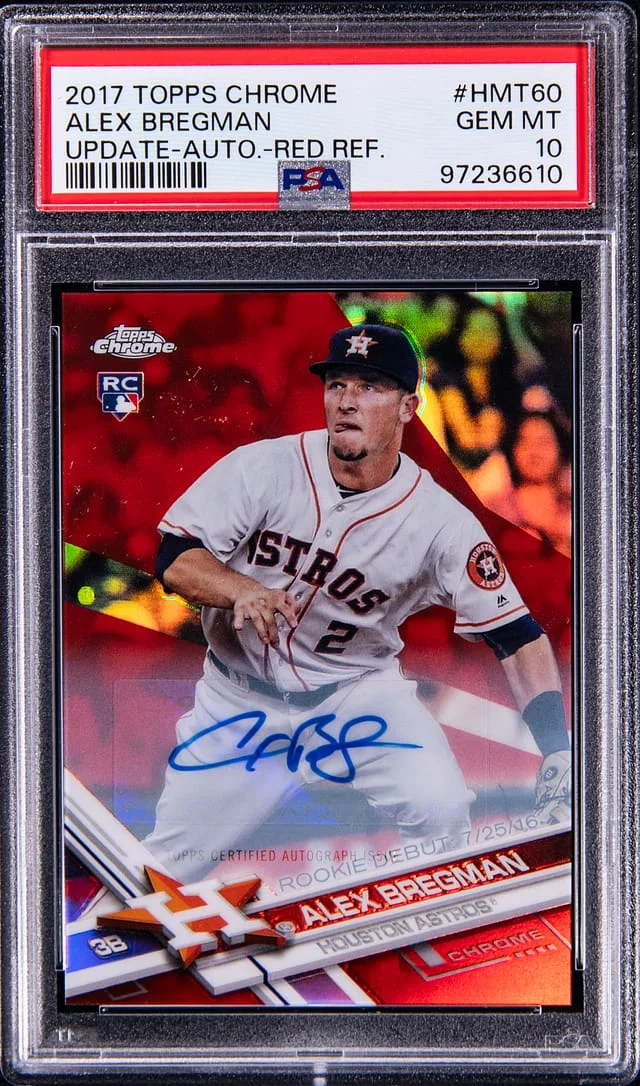 2017 Topps Chrome Update Alex Bregman Autograph Red Refractor #HMT60 card image