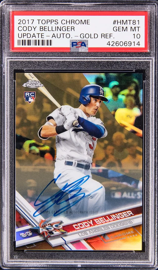 2017 Topps Chrome Update Cody Bellinger Autographs Gold Refractor #HMT81 card image