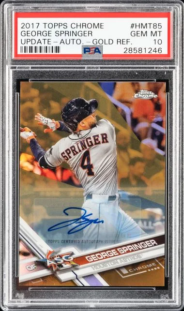 2017 Topps Chrome Update George Springer Autograph-Gold Refractor #HMT85 card image