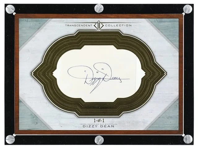 2017 Topps Dizzy Dean Transcendent Collection Oversized Cut Signature Box Topper #TCS-DD card image