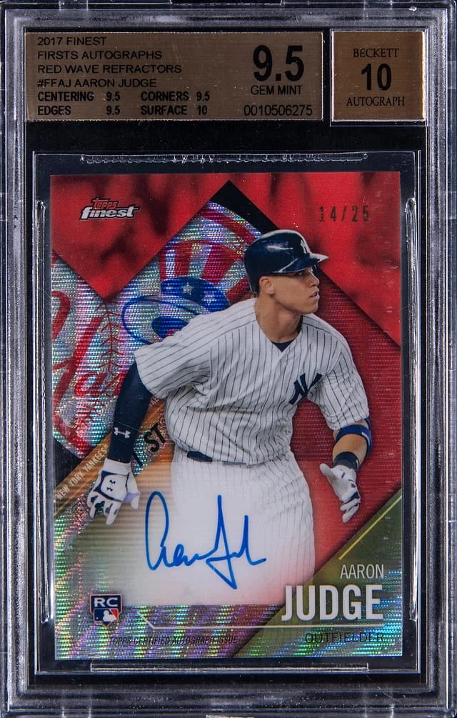 2017 Topps Finest Aaron Judge First Autographs Orange Refractor #FF-AJ card image