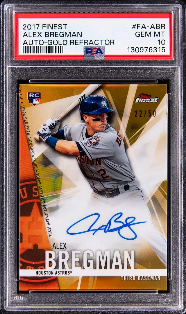 2017 Topps Finest Alex Bregman Autograph Gold Refractor #FA-ABR card image