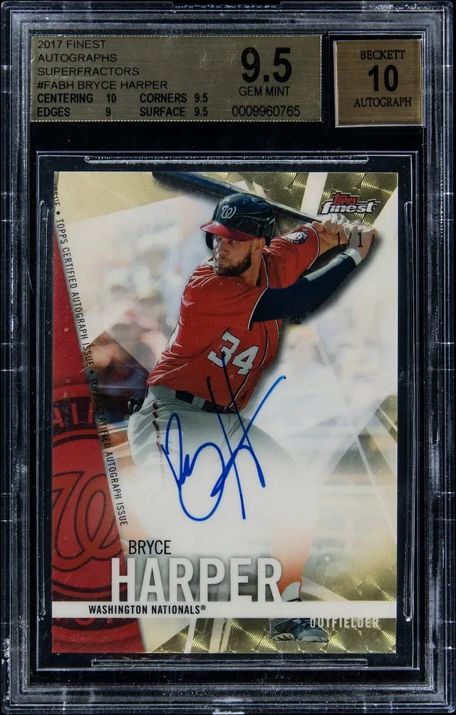 2017 Topps Finest Bryce Harper Autographs SuperFractors #FABH card image