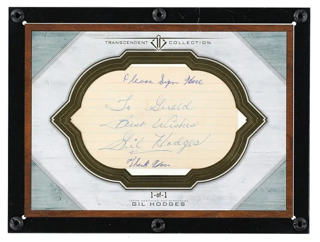 2017 Topps Gil Hodges Transcendent Collection Oversized Cut Signature Box Topper #TCS-GHO card image