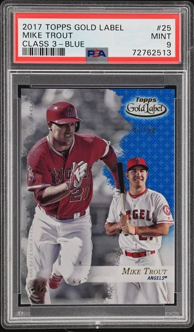 2017 Topps Gold Label 25 Mike Trout Class #3-Blue card image