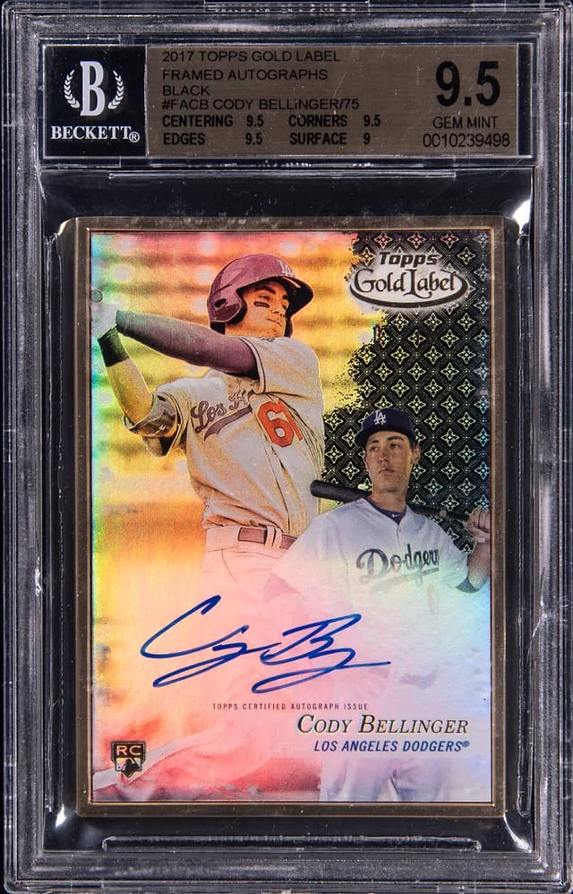 2017 Topps Gold Label Framed Autographs Black Cody Bellinger #no-number card image