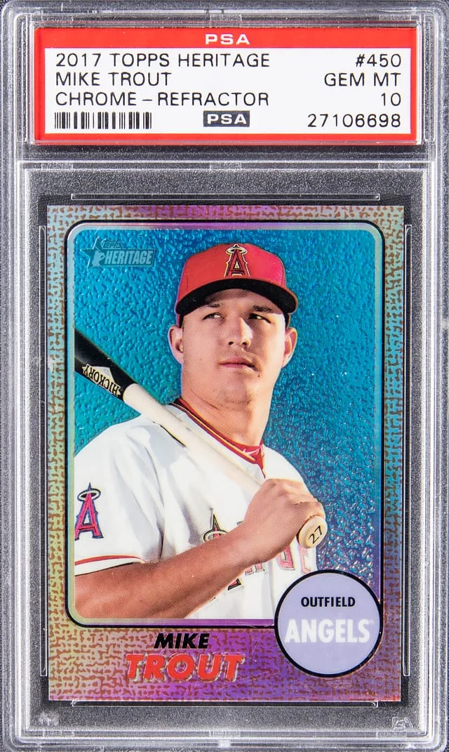 2017 Topps Heritage Chrome Mike Trout Purple Refractor #450 card image