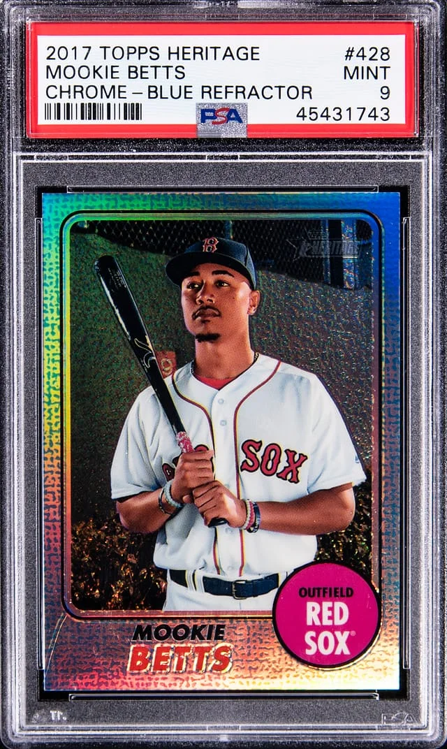 2017 Topps Heritage Chrome Mookie Betts Blue Refractor #428 card image
