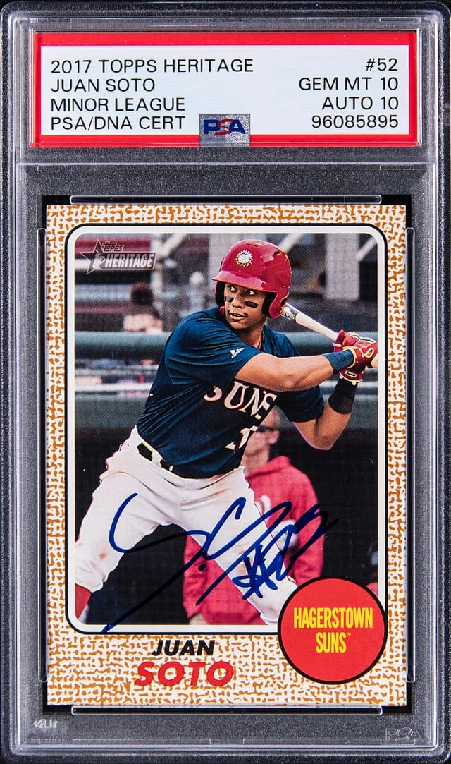 2017 Topps Heritage Minor League Juan Soto Orange Border #52 card image