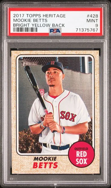 2017 Topps Heritage Mookie Betts, Bright Yellow Back #428 card image