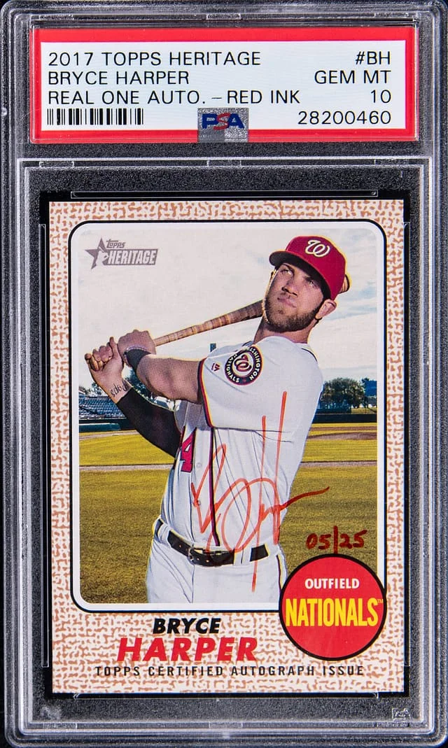 2017 Topps Heritage Real One Bryce Harper Autograph Red Ink #ROA-BH card image