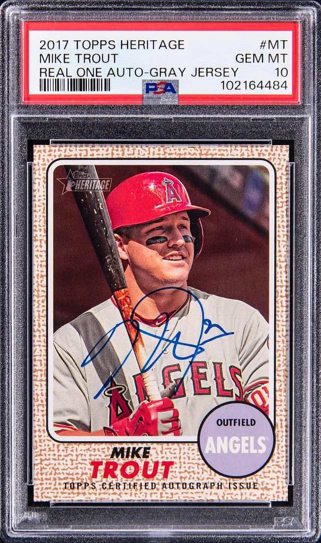 2017 Topps Heritage Real One Mike Trout Autographs-Gray Jersey #MT card image