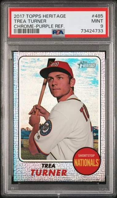2017 Topps Heritage Trea Turner Chrome-Purple Refractor #485 card image