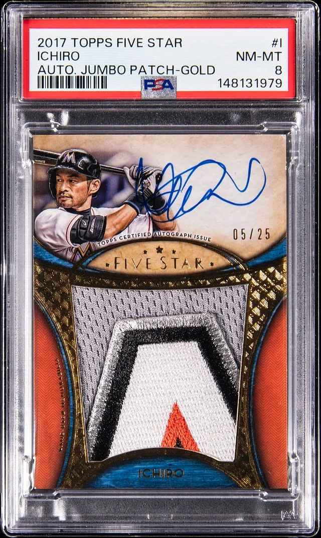 2017 Topps Ichiro Five Star Autographed Jumbo Patch Gold #FAJP-I card image