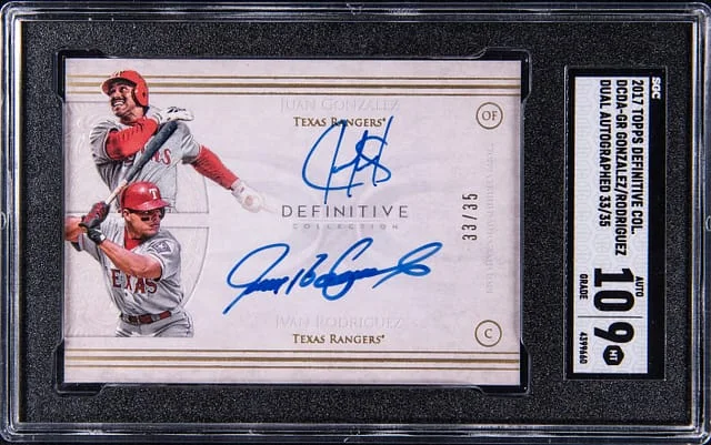 2017 Topps Juan Gonzalez/Ivan Rodriguez Definitive Collection Dual Autographed #DCDA-GR card image