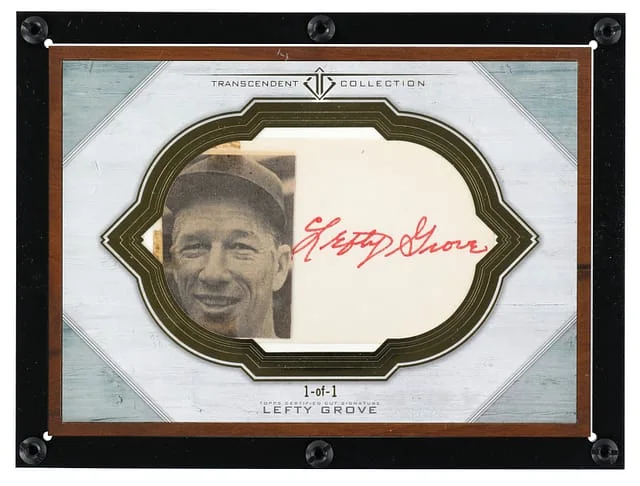 2017 Topps Lefty Grove Transcendent Collection Oversized Cut Signature Box Topper #TCS-LG card image