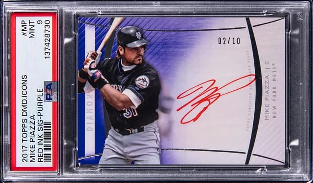 2017 Topps Mike Piazza Diamond Icons Red Ink Signature Purple #RA-MP card image